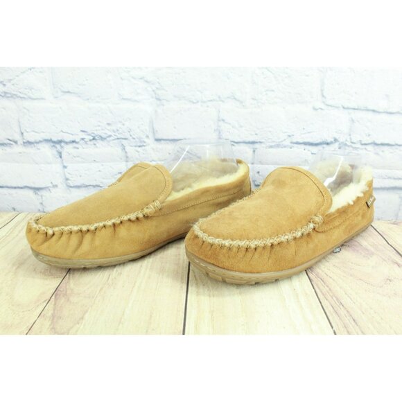 LL Bean Brown Suede Wicked Good Shearling Lined Venetian Slippers Size 11 M - Picture 2 of 8